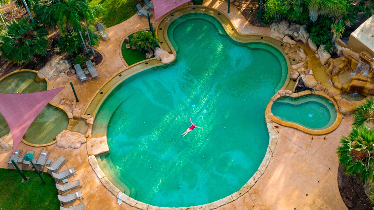 The swimming pool at Cooinda Lodge, Kakadu.