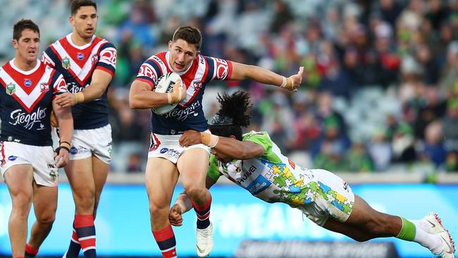 Josh Bevan’s hard-hitting performance was compared to Sydney Roosters young gun Victor Radley (pictured here against Canberra on August 19). Picture: Getty Images