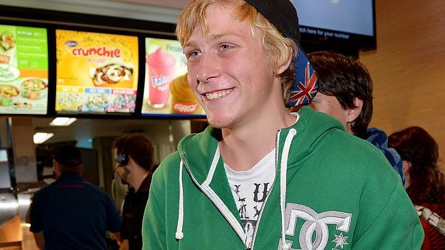 Jake Pancutt led a long line of locals who couldn’t wait for the controversial Tecoma McDonald’s to open its doors for the first time. Picture: Nicole Garmston