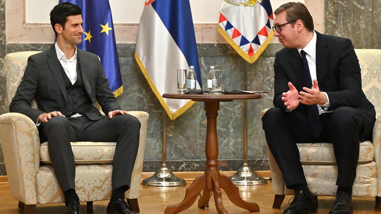 Serbian tennis player Novak Djokovic (L) meets Serbian President Aleksandar Vucic in Belgrade. Picture: Andrej ISAKOVIC / AFP