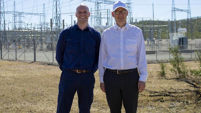 The Mackay, Whitsunday and Isaac regions have already made moves towards renewable energy with resources such as the Clarke Creek Wind Farm. Pictured is Lacour Energy Director James Townsend (left) and Goldwind Managing Director John Titchen.