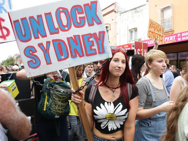 Reclaim Sydney protest, Newtown. Picture: Craig Wilson