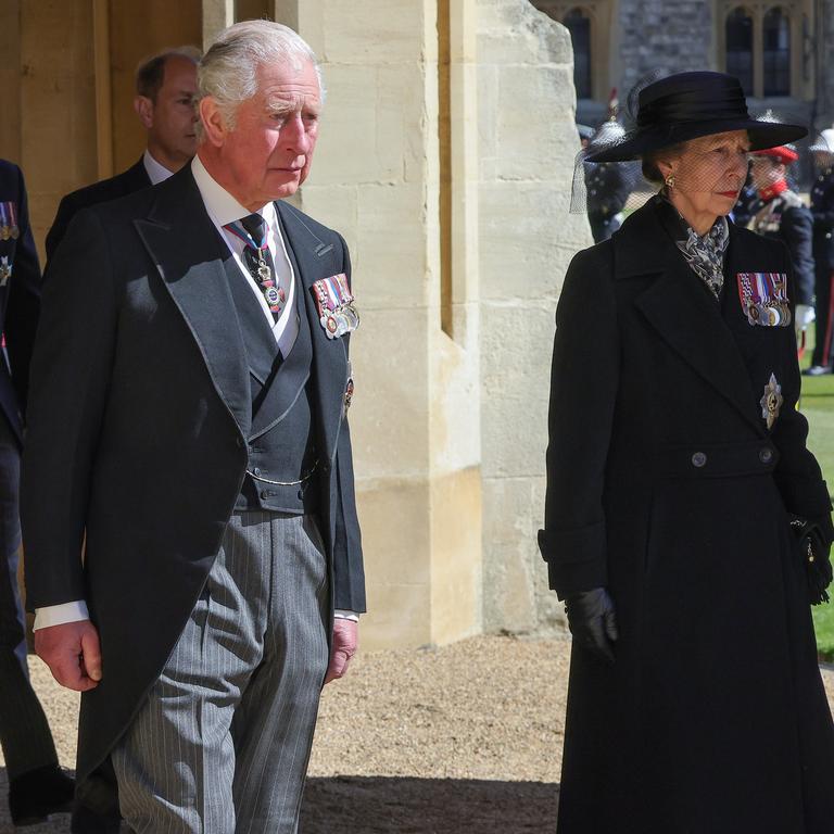 Prince Charles and Princess Anne during the funeral of Prince Philip. Picture – Chris Jackson/WPA Pool/Getty Images