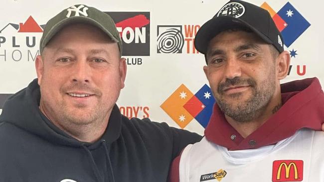 Melton South coach Travis Hodgson and Marlion Pickett.