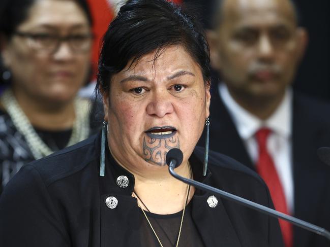 WELLINGTON, NEW ZEALAND - NOVEMBER 02: Newly appointed Minister of Foreign Affairs Nanaia Mahuta speaks during a Labour press conference at Parliament on November 02, 2020 in Wellington, New Zealand. Labour's Jacinda Ardern claimed a second term as prime minister after claiming a majority in the 2020 New Zealand General Election on Saturday 17 October, claiming 64 seats.  (Photo by Hagen Hopkins/Getty Images)