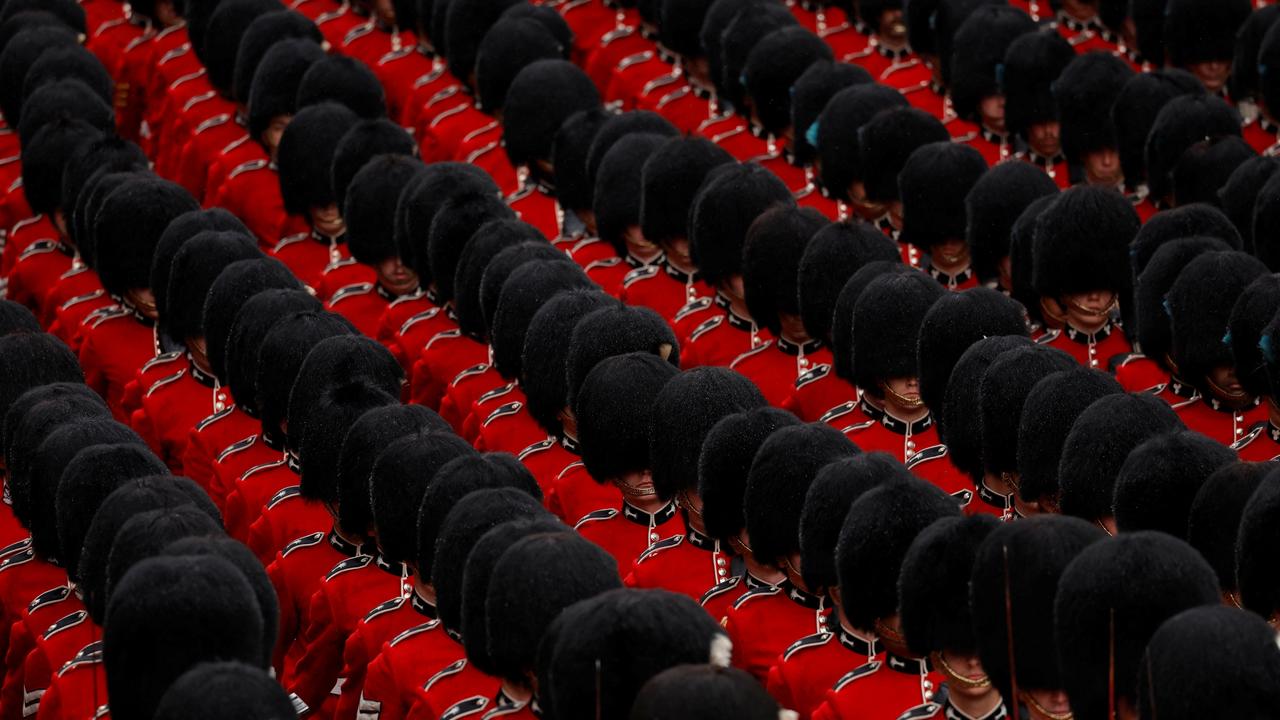 A sea of troops march on the day of the coronation. Picture: Getty Images