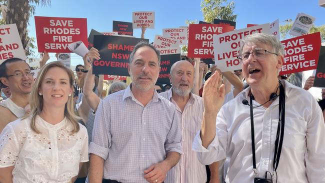 Labor candidate for Drummoyne Julia Little, State Labor MP Jihad Dib and Canada Bay councillor Andrew Ferguson all attended the rally.