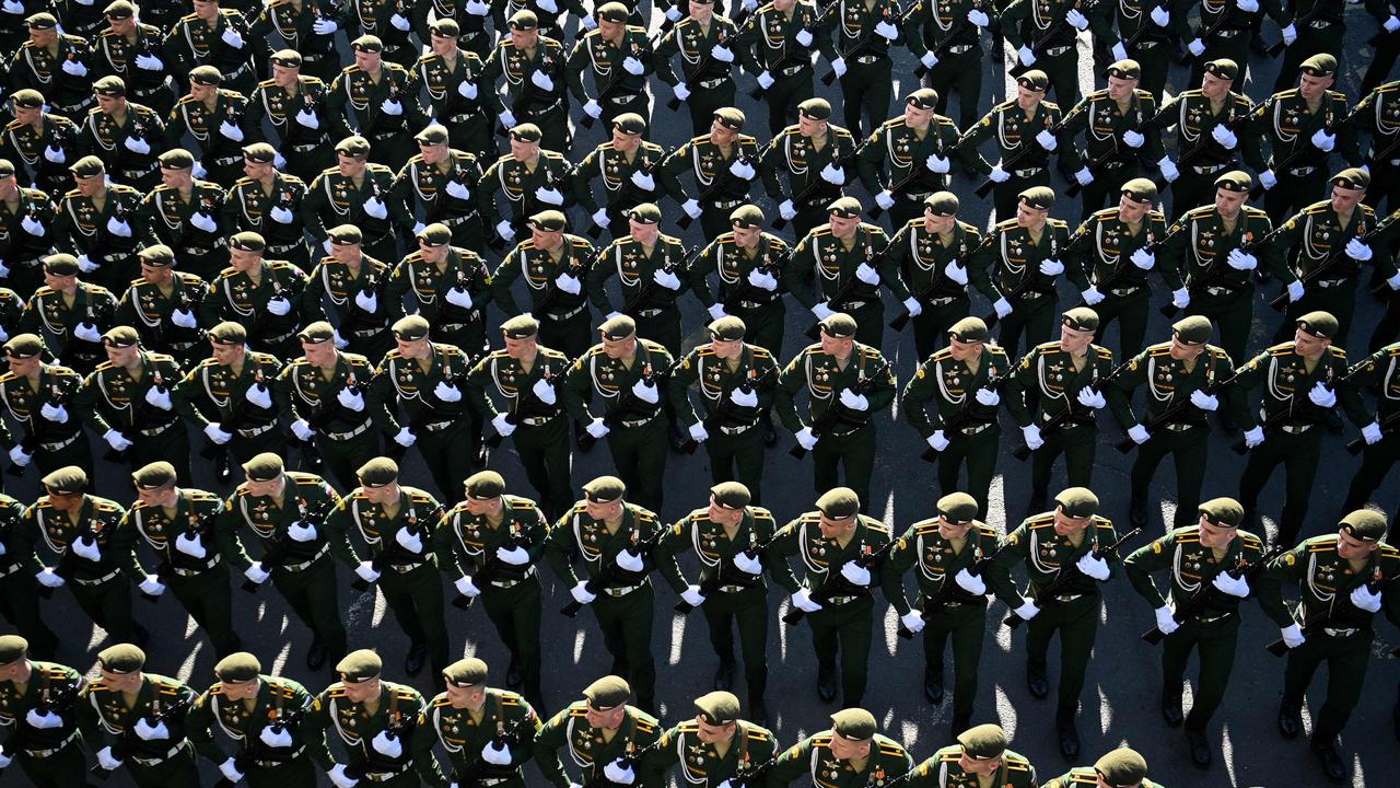 A view of the marching soldiers from above. Picture: Kirill Kudryavtsev/AFP