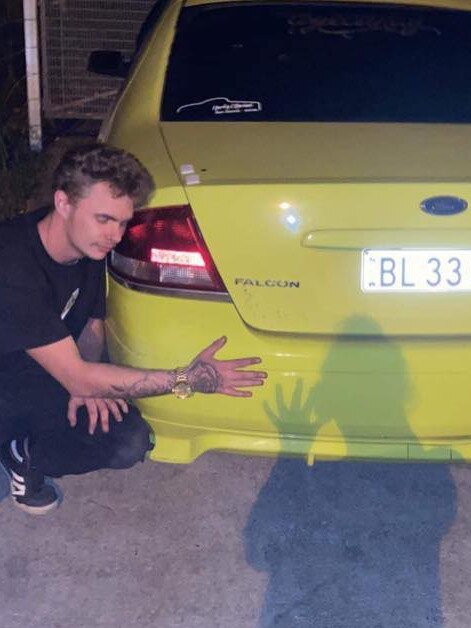 P-plater Barry Campbell, 20, of Blue Haven, with his Ford Falcon XR6. Picture: Facebook