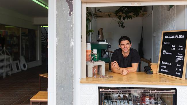 Brodie Green of Seadog, Burleigh Heads, is serving up coffee from the site of an old ATM in James Street.