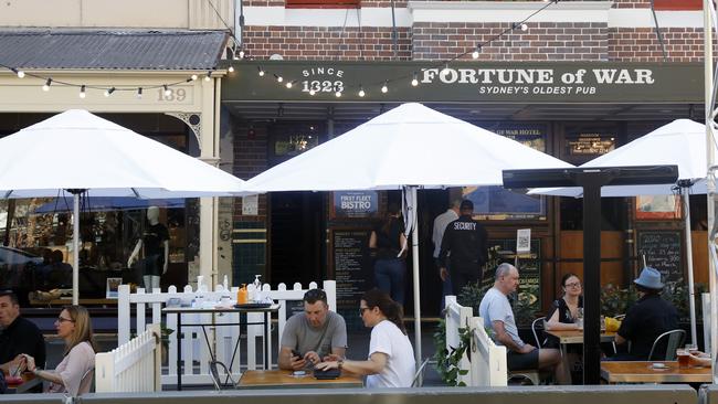 Customers at some of Sydney's most iconic pubs will be able to spill out onto the footpath in a COVID-safe way by next weekend. Picture: Jonathan Ng