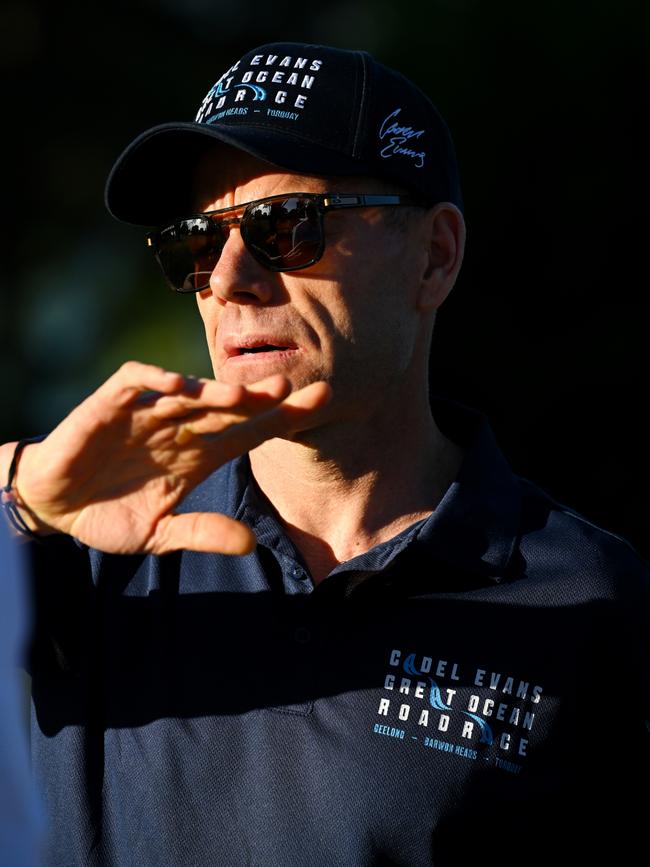 Evans watches on at day one of his namesake Victorian bike race. Picture: Getty