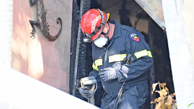 Investigators at Stanfield Dr, Upper Coomera where a man has died in a house explosion. Picture: John Gass