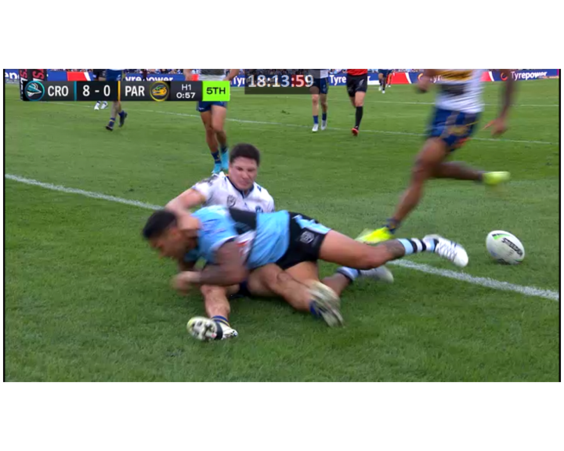 Mitchell Moses clashes with Jesse Ramien after the halfback scored. Picture: Fox League