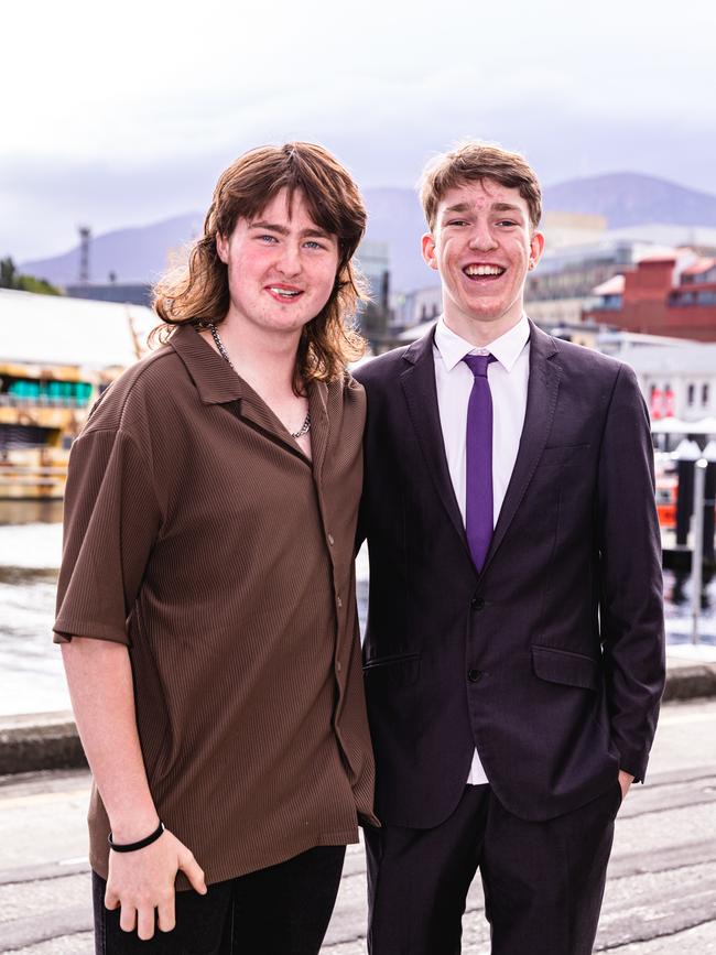 Hobart College leavers dinner 2022 Rhys Walker and Tallis Flowers. Picture: Linda Higginson