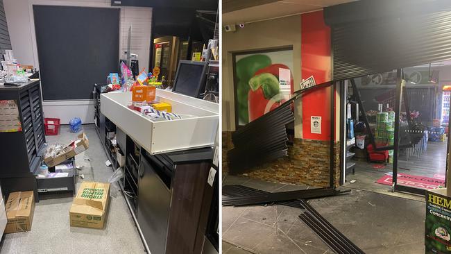 Damage to the Spar Express in Oxenford after thieves broke in on Thursday morning.