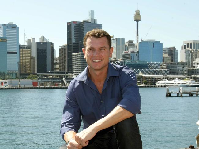 Newsreader Mark Ferguson outside the Seven Network headquarters at Pyrmont in Sydney.