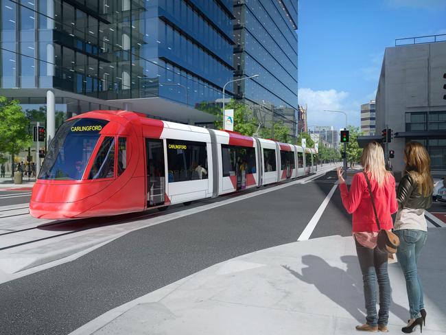 Light rail run along Military Rd in the future like this planned project for Western Sydney University. Picture: Supplied