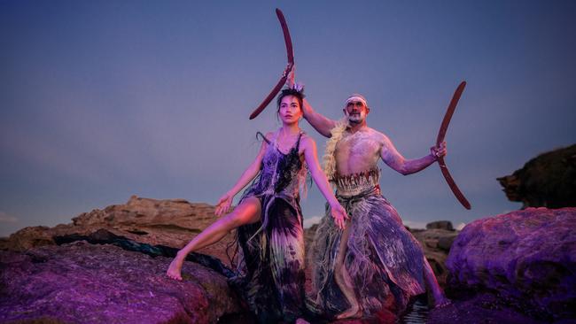 Adelaide Festival 2024 opening event Baleen Moondjan, by Stephen Page. Performers Maanyung and Rika Hamaguchi. Picture: Daniel Boud