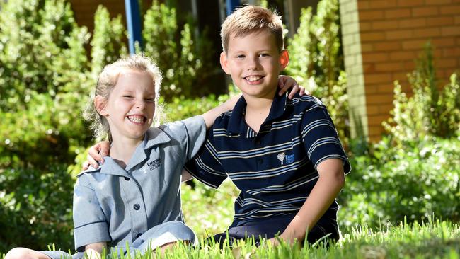 Siblings Savannah and Austin both attend Emmaus Christian College. Picture: SAM WUNDKE