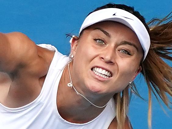 Paula Badosa of Spain serves during her second round match against Petra Kvitova of the Czech Republic on day three of the Australian Open tennis tournament at Rod Laver Arena in Melbourne, Wednesday, January 22, 2020. (AAP Image/Michael Dodge) NO ARCHIVING, EDITORIAL USE ONLY