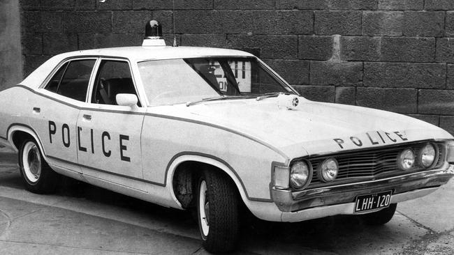 December 1972: This new, high-powered Ford Falcon XA GT pursuit vehicle, known as a candy car”, was destined for highway patrol duty on the Hume Highway. It had a top speed of about 230km/h. Picture: Herald Sun