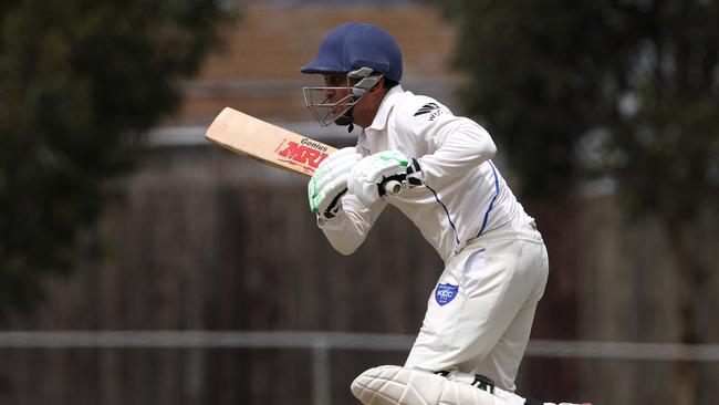 Chetan Arjun looks to add to Keilor’s total. Photo: Hamish Blair