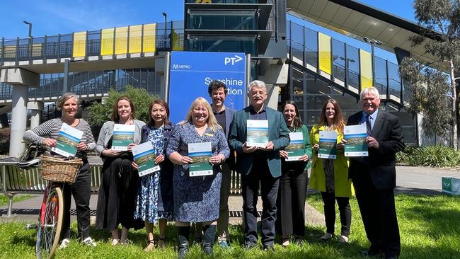 LeadWest members Bernadette Thomas, Laura-Jo Mellan, Thuy Dang, Sophie Ramsey, Matt Tyler, Peter Maynard, Fiona Blair, Roslyn Wai and Peter Hemphill at the advocacy campaign launch. Picture: Liam Beatty.