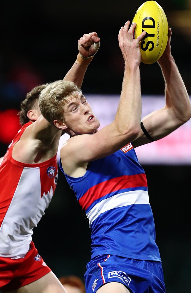 Towering ruckman Tim English played one of his best games for the Dogs. Picture: AAP