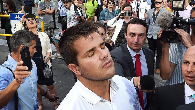 Gable Tostee outside the Supreme Court in Brisbane after he was found not guilty.