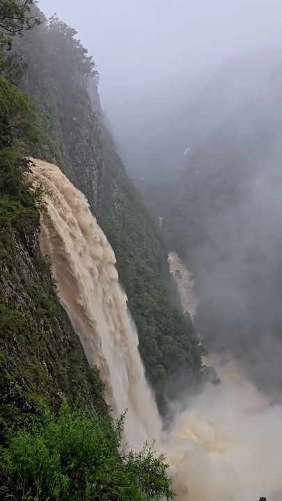 Overflowing waterfall on NSW's mid north coast