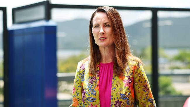 Cairns Mayor Amy Eden speaks to the media at the Cairns Hospital on Tuesday, November 12, 2024. Picture: Brendan Radke