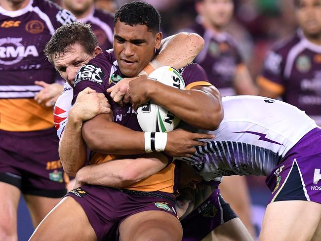 Tevita Pangai Junior in action for the Broncos.