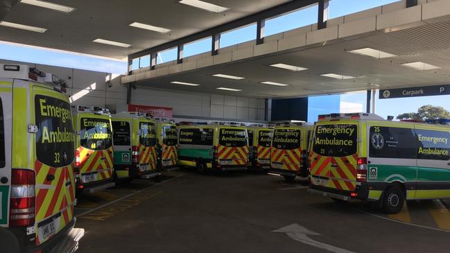 Ambulance ramping at Flinders Medical Centre on Wednesday.