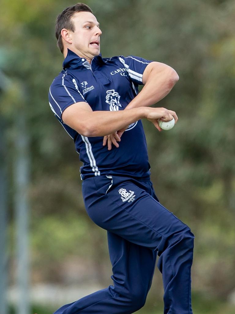 Evan Gulbis charges in for Carlton during the Vic Super Slam. Picture: Arj Giese.