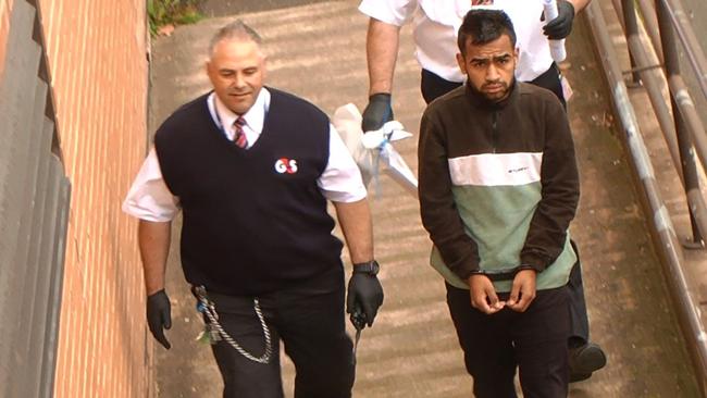 Lyle Morrison (right) outside the Adelaide Magistrates Court. Picture: Nine News