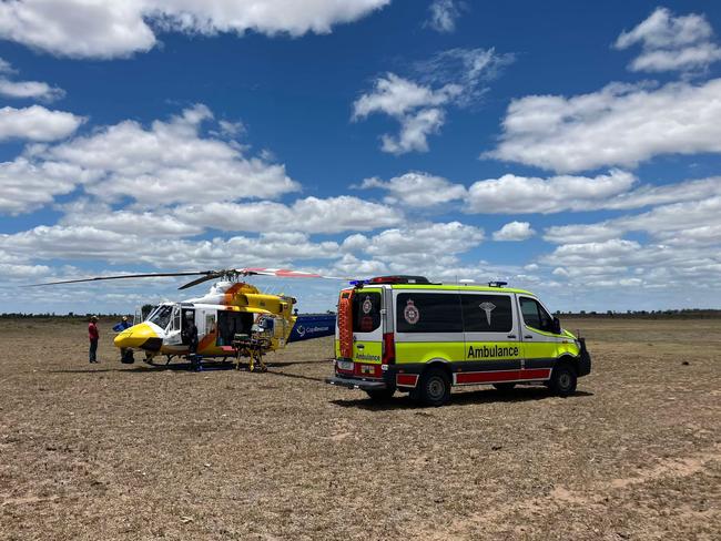 The helicopter landed in a paddock near the incident location, where CapRescueâs rescue team assessed and stabilised the man before transporting him to hospital.