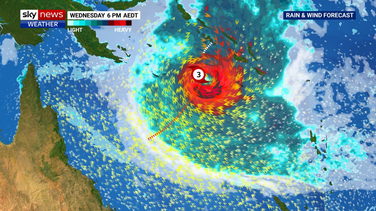 It is expected to rapidly intensify to severe strength by Wednesday. Picture: Sky