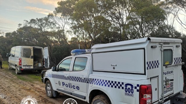 South Australian police found two men and their van bogged as they tried to cross the border from Victoria. Photo: South Australia Police