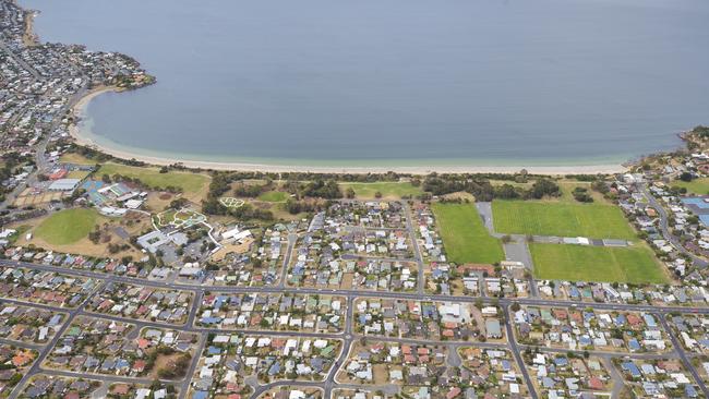 Wentworth Park, Bellerive. Bellerive Beach. Aerial Images of Hobart and surrounds. Picture: RICHARD JUPE file / generic / landscape / Tasmania / air / helicopter / drone / Sports grounds / playing fields