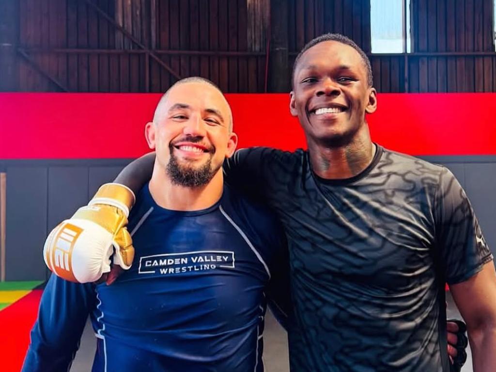 'Rivals one day, friends the next': Rob Whittaker training with Israel Adesanya. Picture: Instagram