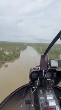 Aerial footage shows floodwater along Victoria Highway, Northern Territory