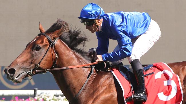 SYDNEY, AUSTRALIA - FEBRUARY 04: James Mcdonald riding Aft Cabin wins Race 8 Fujitsu General Eskimo Prince Stakes during Sydney Racing at Royal Randwick Racecourse on February 04, 2023 in Sydney, Australia. (Photo by Jeremy Ng/Getty Images)