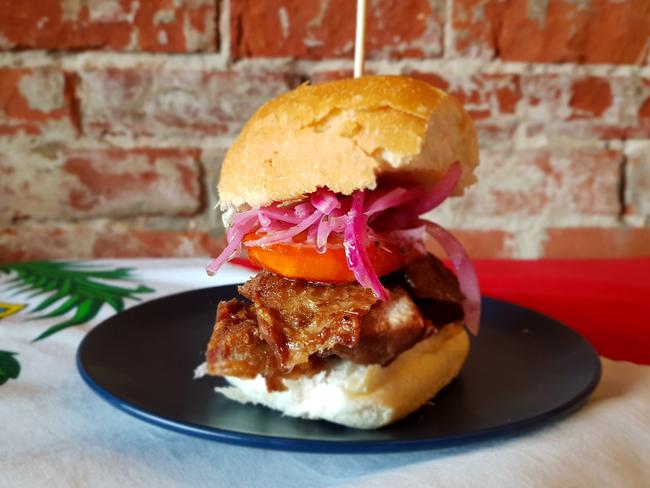 "Chicharron" pork belly burger from Peruvian restaurant Mestizo