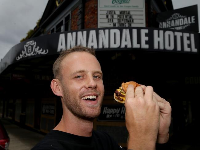 Grant Lawn’s double cheeseburger will be on sale at The Annandale Hotel on two nights in February.