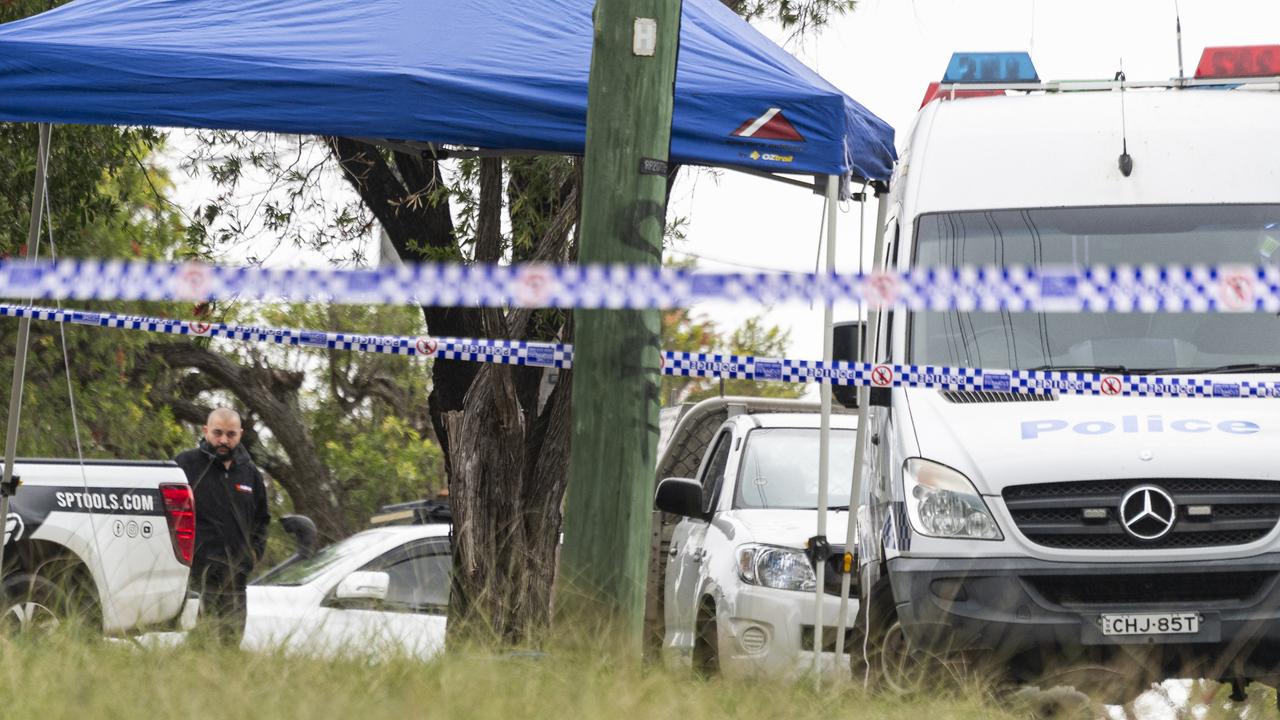 Police at Dalton Ave Condell Park where a man died after being shot. Picture: Monique Harmer