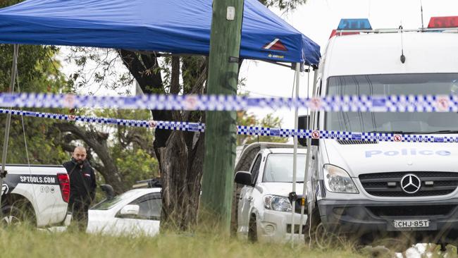 Police at Dalton Ave Condell Park where a man died after being shot. Picture: Monique Harmer