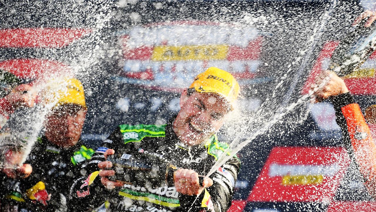 Craig Lowndes celebrates his last Bathurst 1000 crown in 2018. Picture: Daniel Kalisz/Getty Images