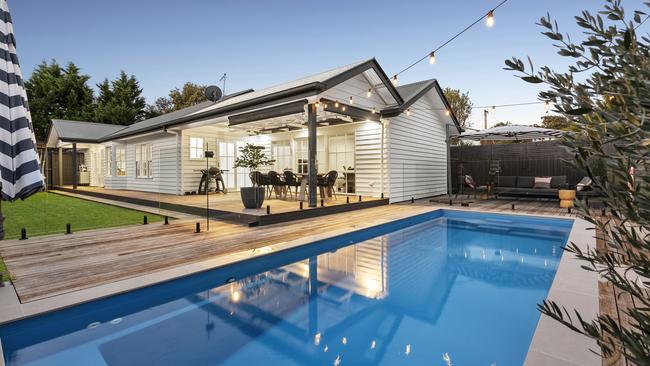 A three-bedroom house at 13 Melibee St, Blairgowrie, is on the market with a $1.725m-$1.895m asking range. Blairgowrie was one of the top performing areas across five years, the PropTrack data shows.