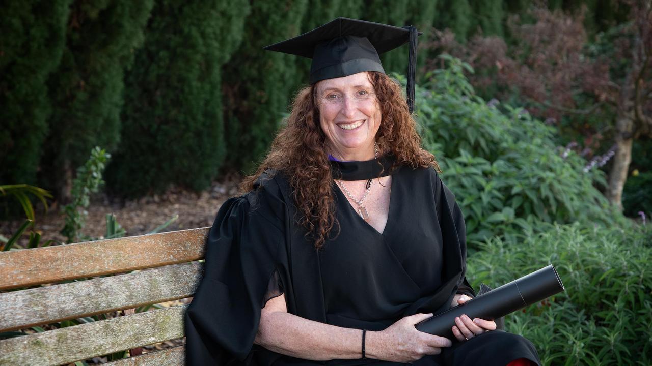 Tracey Bowen celebrates her Bachelor of Laws, with Honours First Class at the UniSQ graduation ceremony at Empire Theatre. Wednesday, June 28, 2023